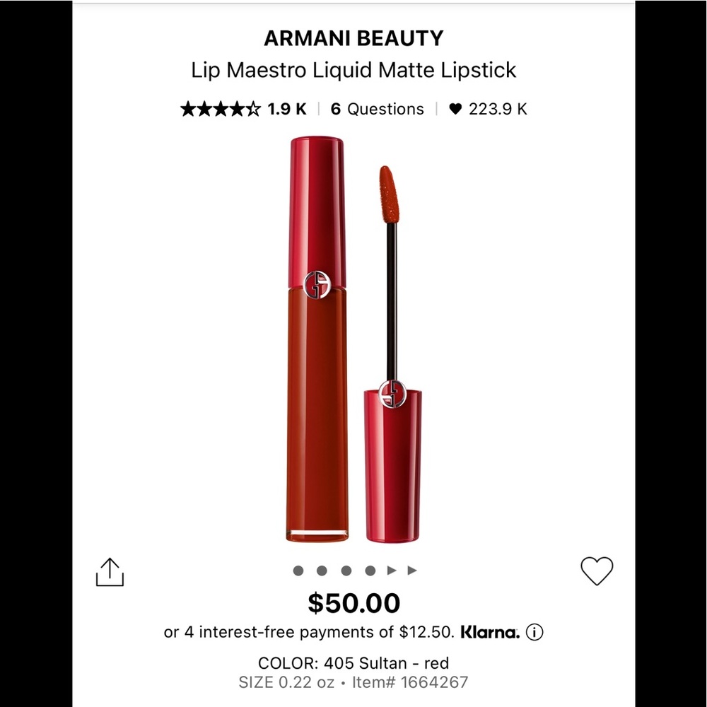 Giorgio Armani Lip Maestro Liquid Matte Lipstick in Shade 405 “Sultan”
